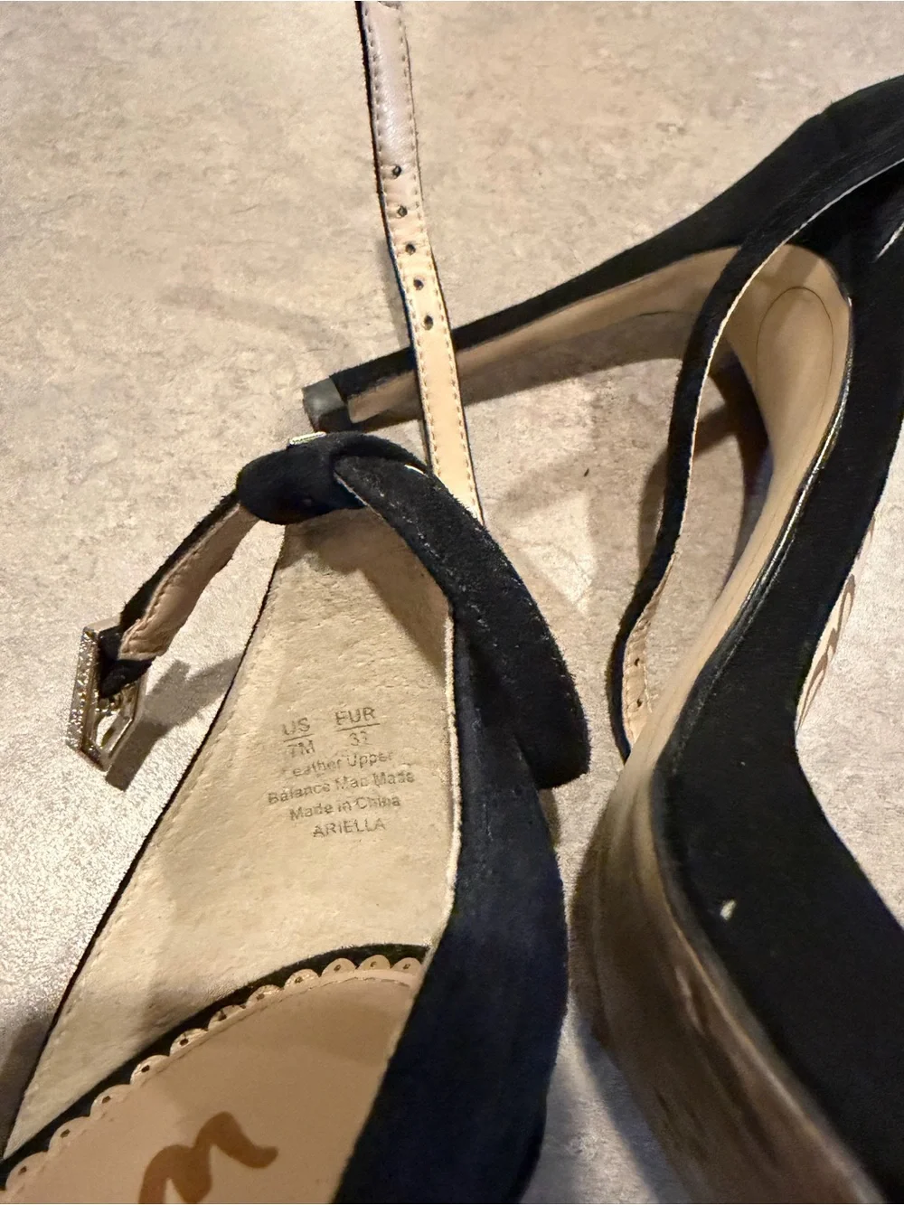 Sam Edelman Black Suede Open-Toe Ankle-Strap Heels